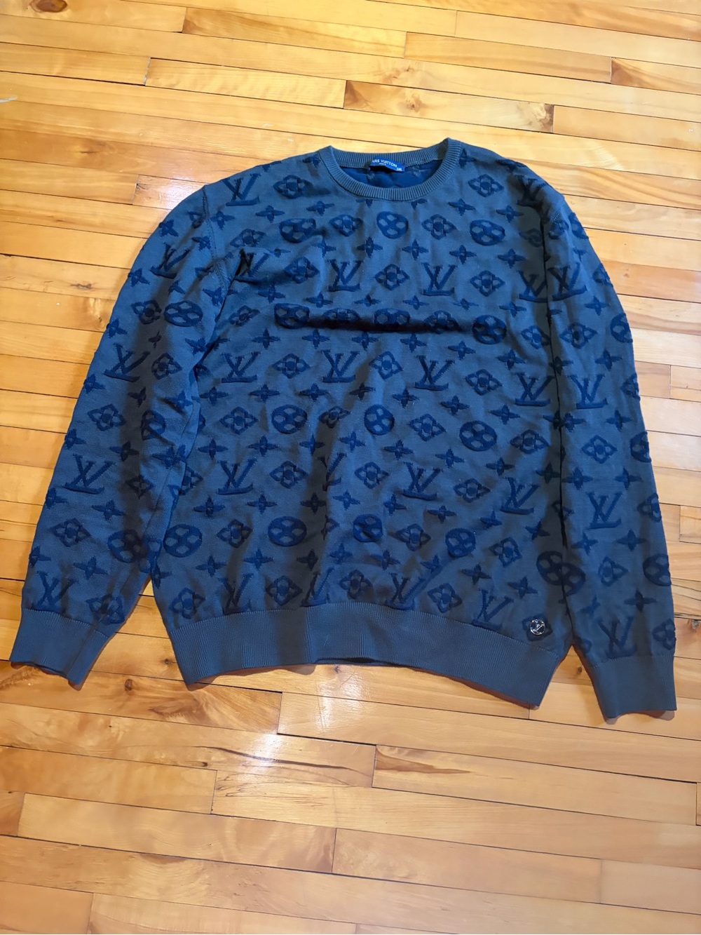Louis Vuitton Olive Green Crewneck Sweater with Dark Monogram